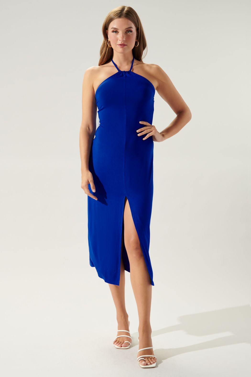 Harper Jersey Knit Halter Midi Dress – Bavy Fit